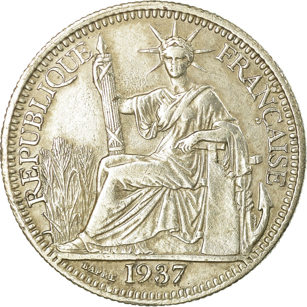 Coin, FRENCH INDO-CHINA, 10 Cents, 1937, Paris, AU(55-58), Silver, KM:16.2