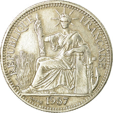 Coin, FRENCH INDO-CHINA, 10 Cents, 1937, Paris, AU(55-58), Silver, KM:16.2
