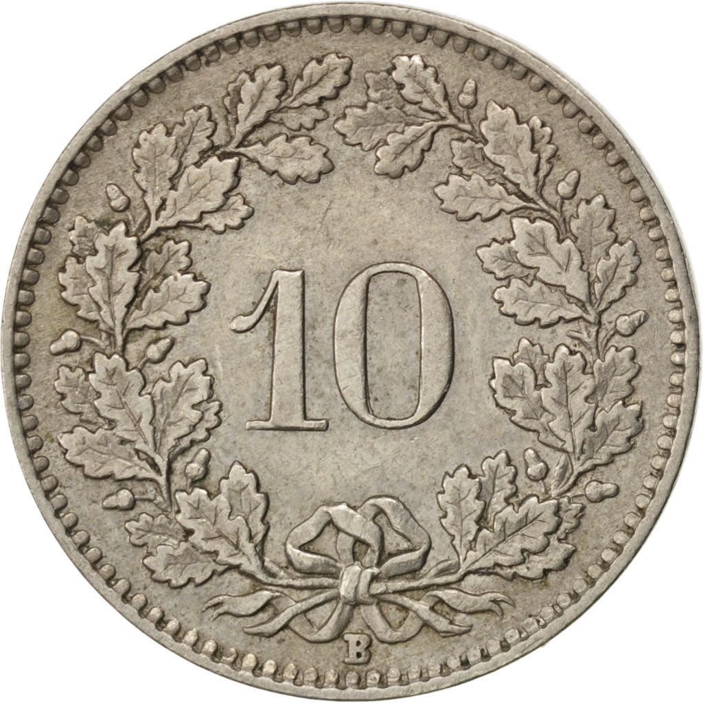 SWITZERLAND, 10 Rappen, 1943, Bern, KM #27, AU(55-58), Copper-Nickel, 19.15,...