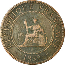Coin, FRENCH INDO-CHINA, Cent, 1889, Paris, VF(30-35), Bronze, KM:1