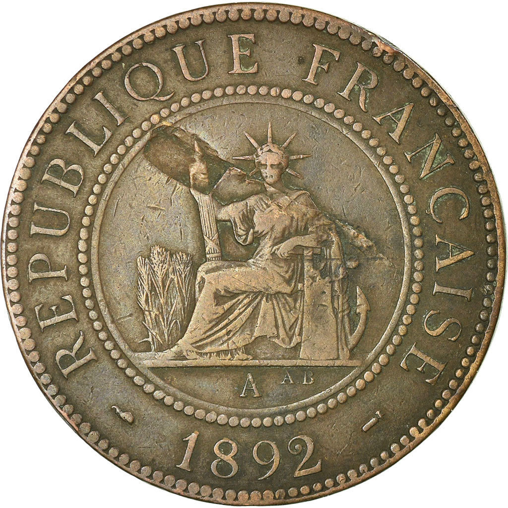 Coin, FRENCH INDO-CHINA, Cent, 1892, Paris, VF(30-35), Bronze, KM:1