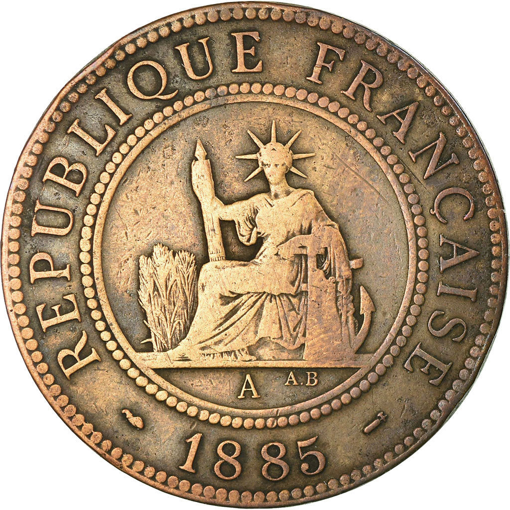 Coin, FRENCH COCHIN CHINA, Cent, 1885, Paris, VF(30-35), Bronze, KM:3