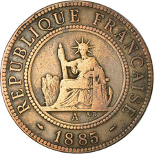 Coin, FRENCH COCHIN CHINA, Cent, 1885, Paris, VF(30-35), Bronze, KM:3