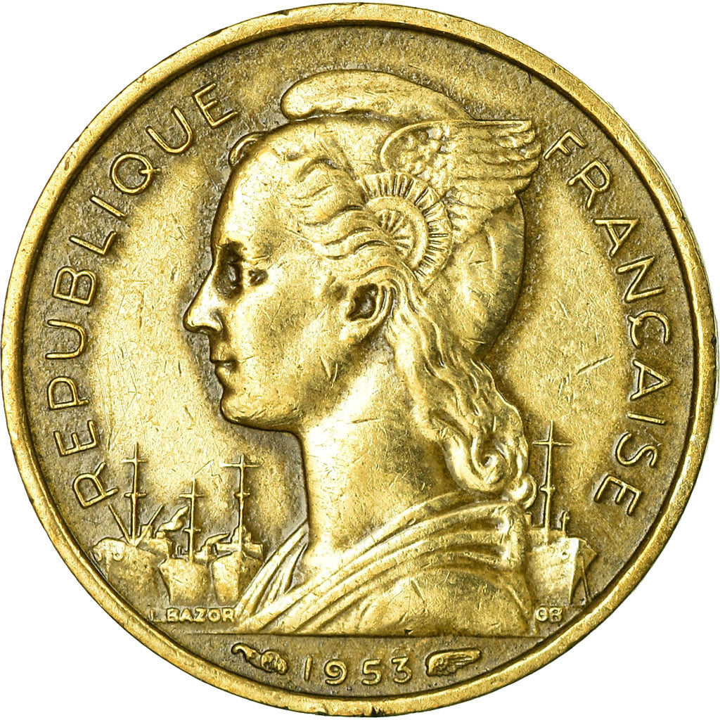 Coin, Madagascar, 10 Francs, 1953, Paris, AU(55-58), Aluminum-Bronze, KM:6