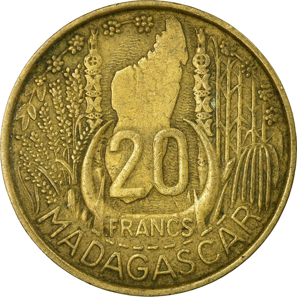 Münze, Madagascar, 20 Francs, 1953, Paris, S+, Aluminum-Bronze, KM:7