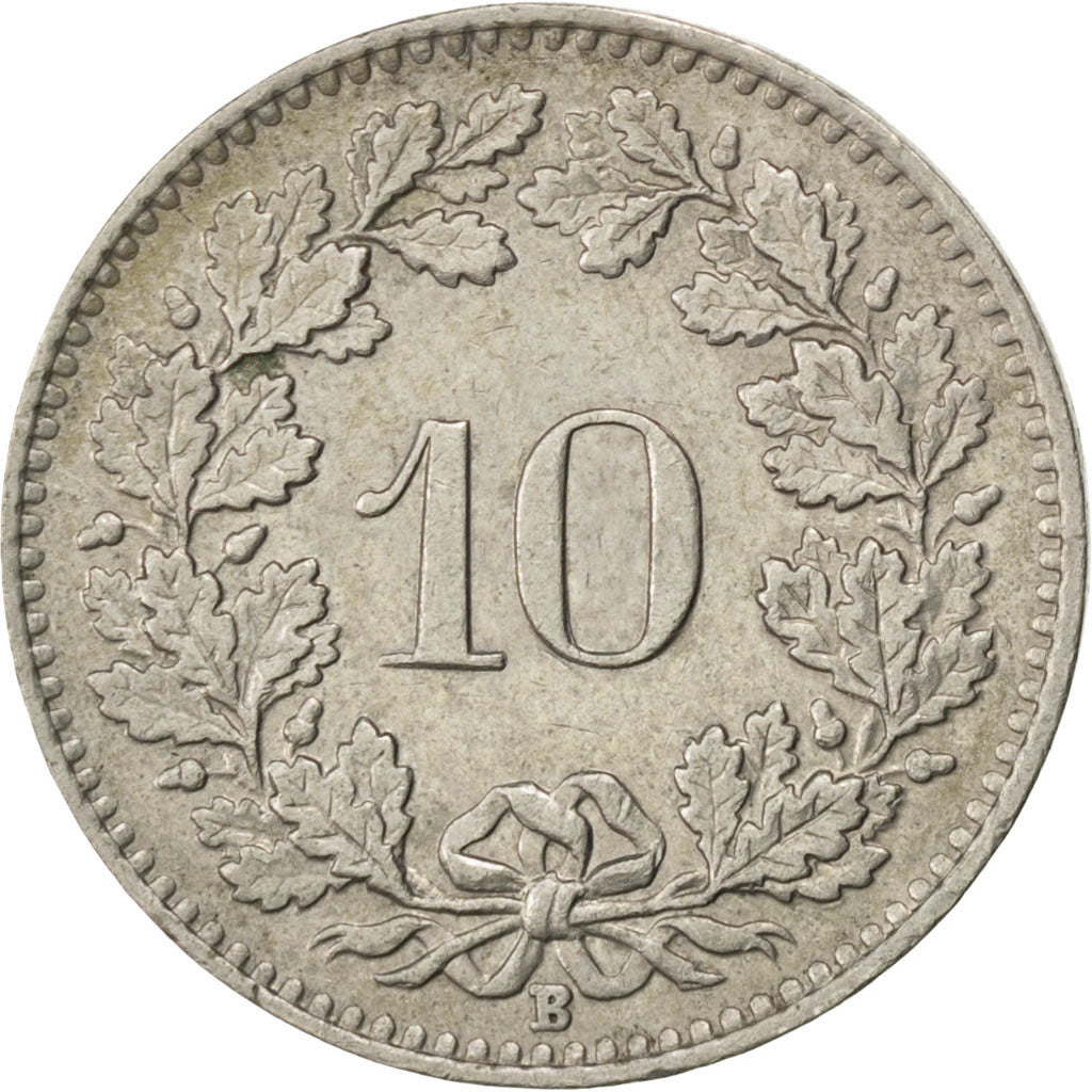 SWITZERLAND, 10 Rappen, 1945, Bern, KM #27, AU(50-53), Copper-Nickel, 19.15,...