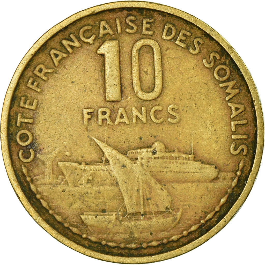 Coin, French Somaliland, 10 Francs, 1965, Paris, VF(20-25), Aluminum-Bronze