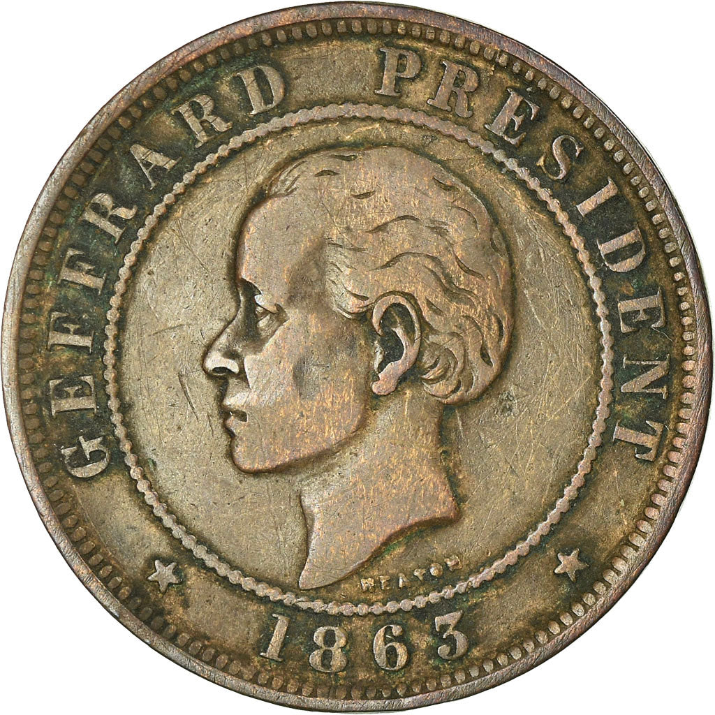 Coin, Haiti, 20 Centimes, 1863, VF(30-35), Bronze, KM:41