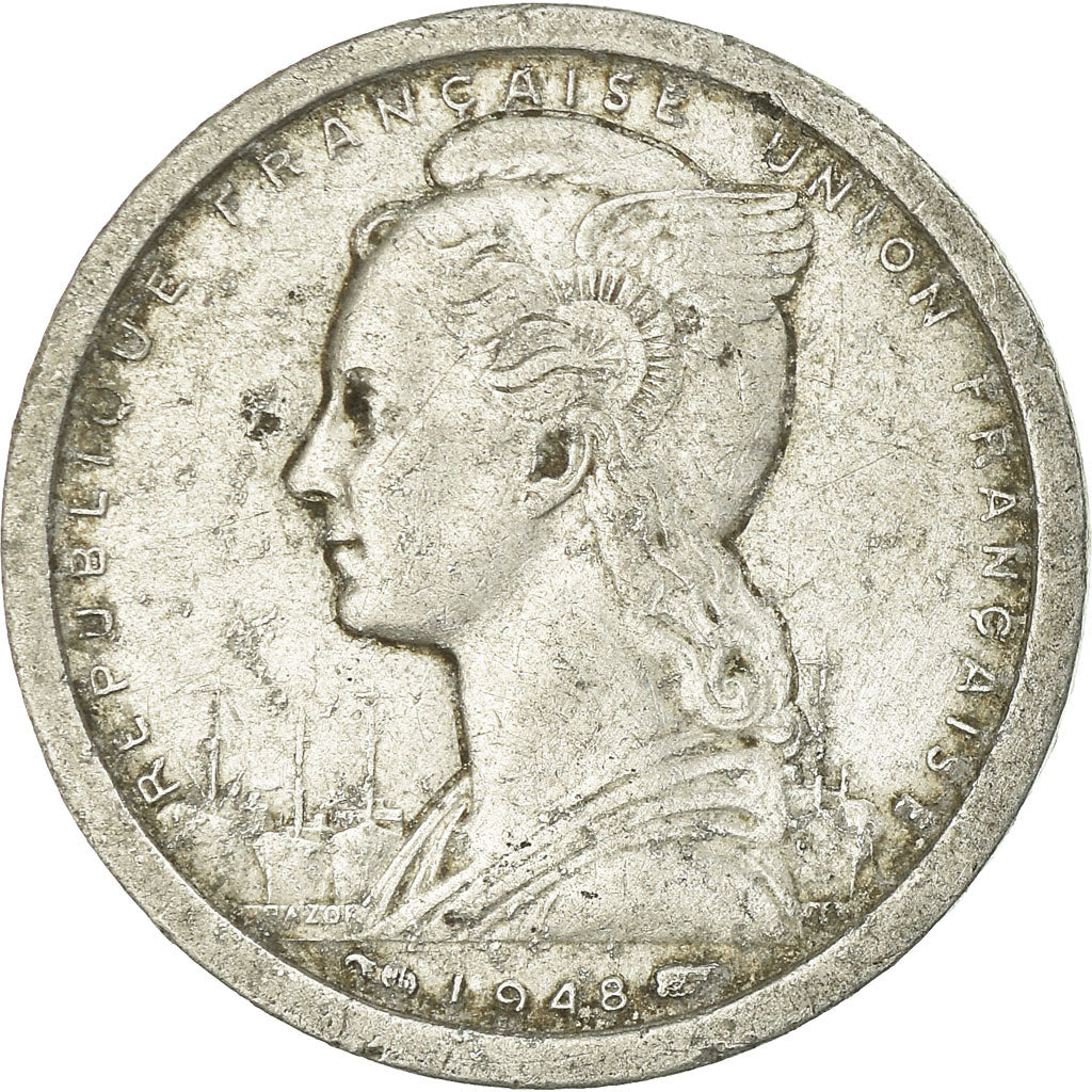 Moneta, Francuska Afryka Zachodnia, Franc, 1948, Paris, VF(30-35), Aluminium