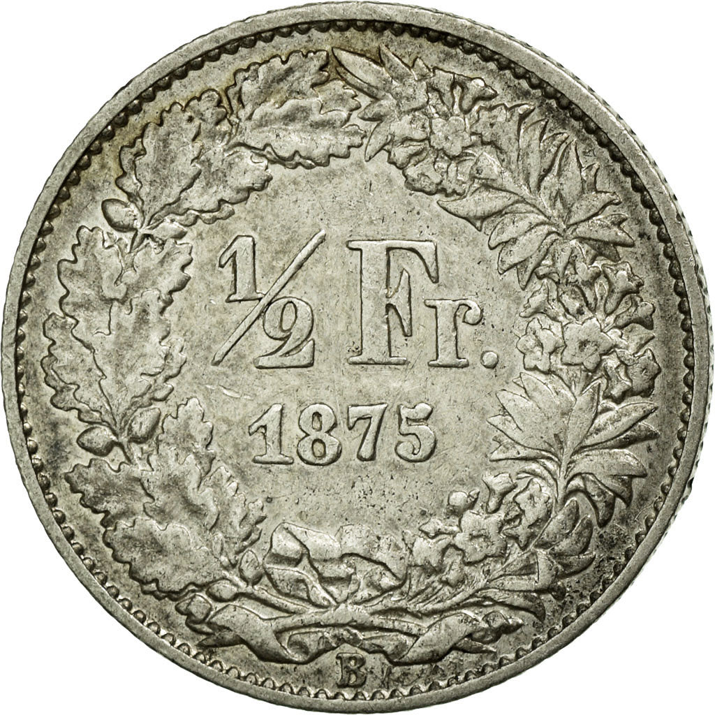 Coin, Switzerland, 1/2 Franc, 1875, Bern, EF(40-45), Silver, KM:23