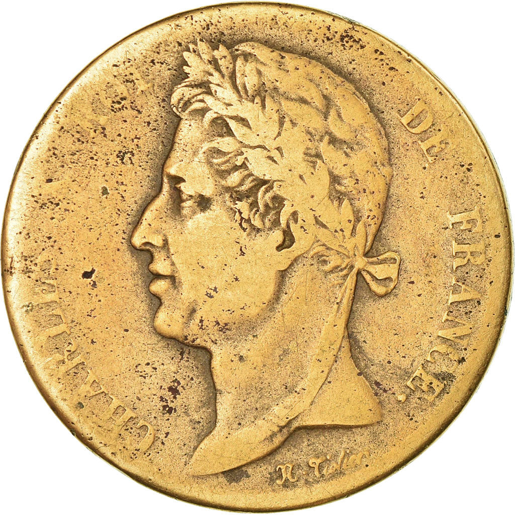 Coin, FRENCH COLONIES, Charles X, 5 Centimes, 1827, La Rochelle, VF(20-25)
