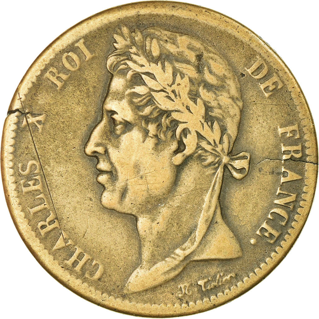 Coin, FRENCH COLONIES, Charles X, 5 Centimes, 1828, Paris, VF(20-25), Bronze