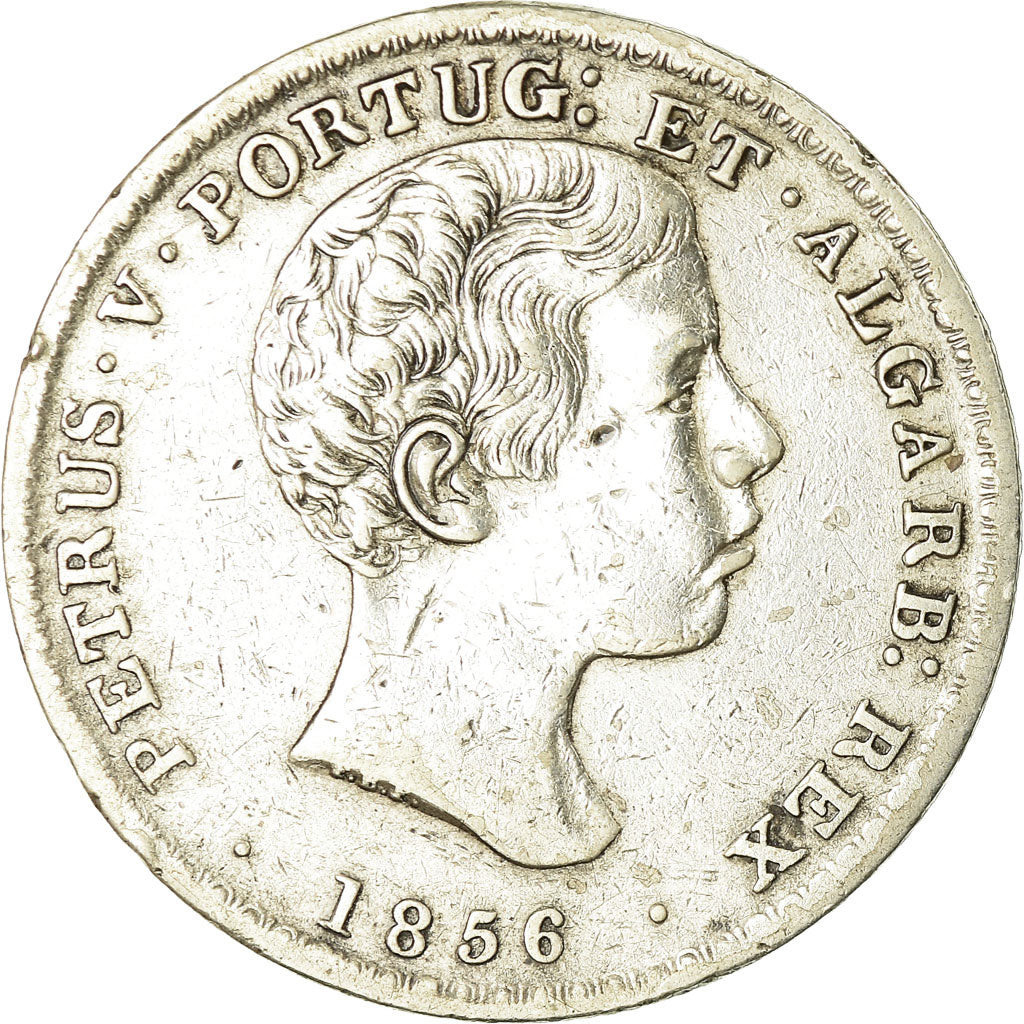 Moneta, Portogallo, Pedro V, 500 Reis, 1856, BB, Argento, KM:494