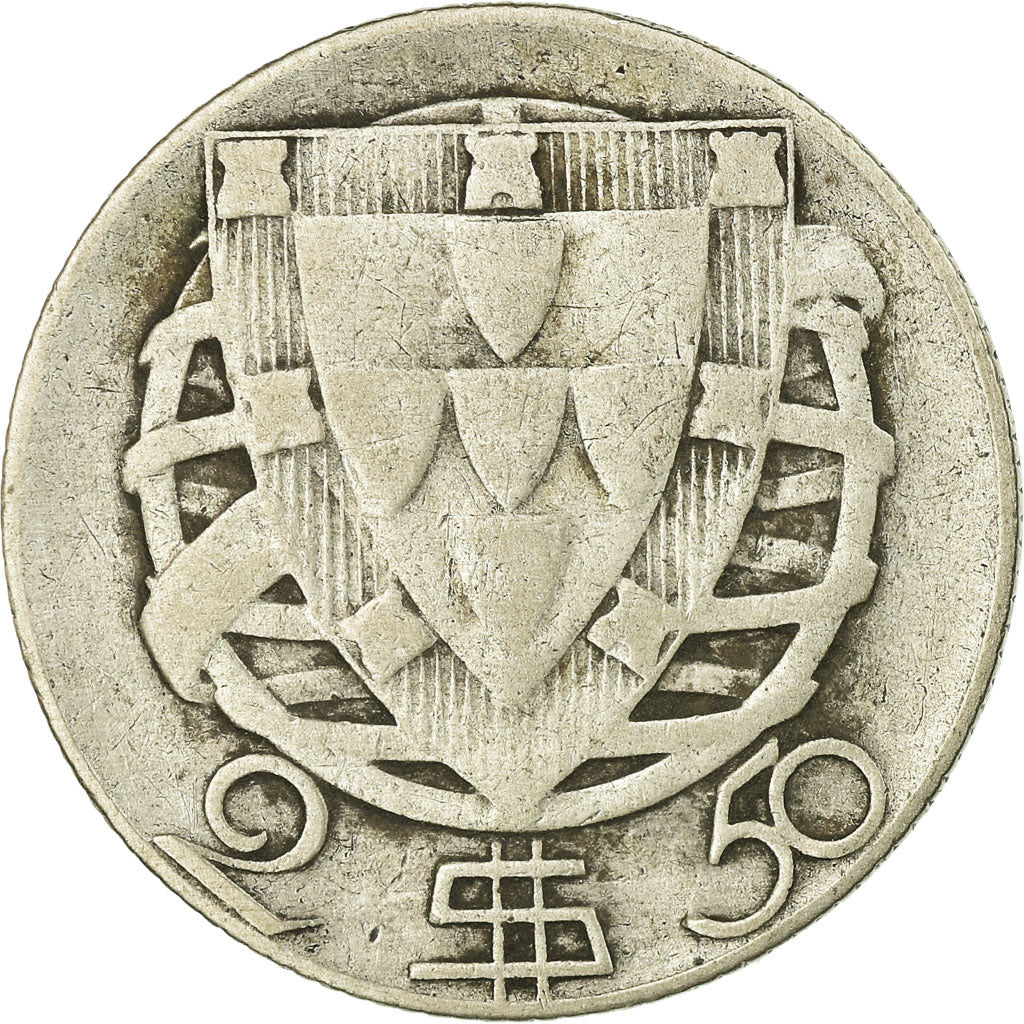 Coin, Portugal, 2-1/2 Escudos, 1951, EF(40-45), Silver, KM:580