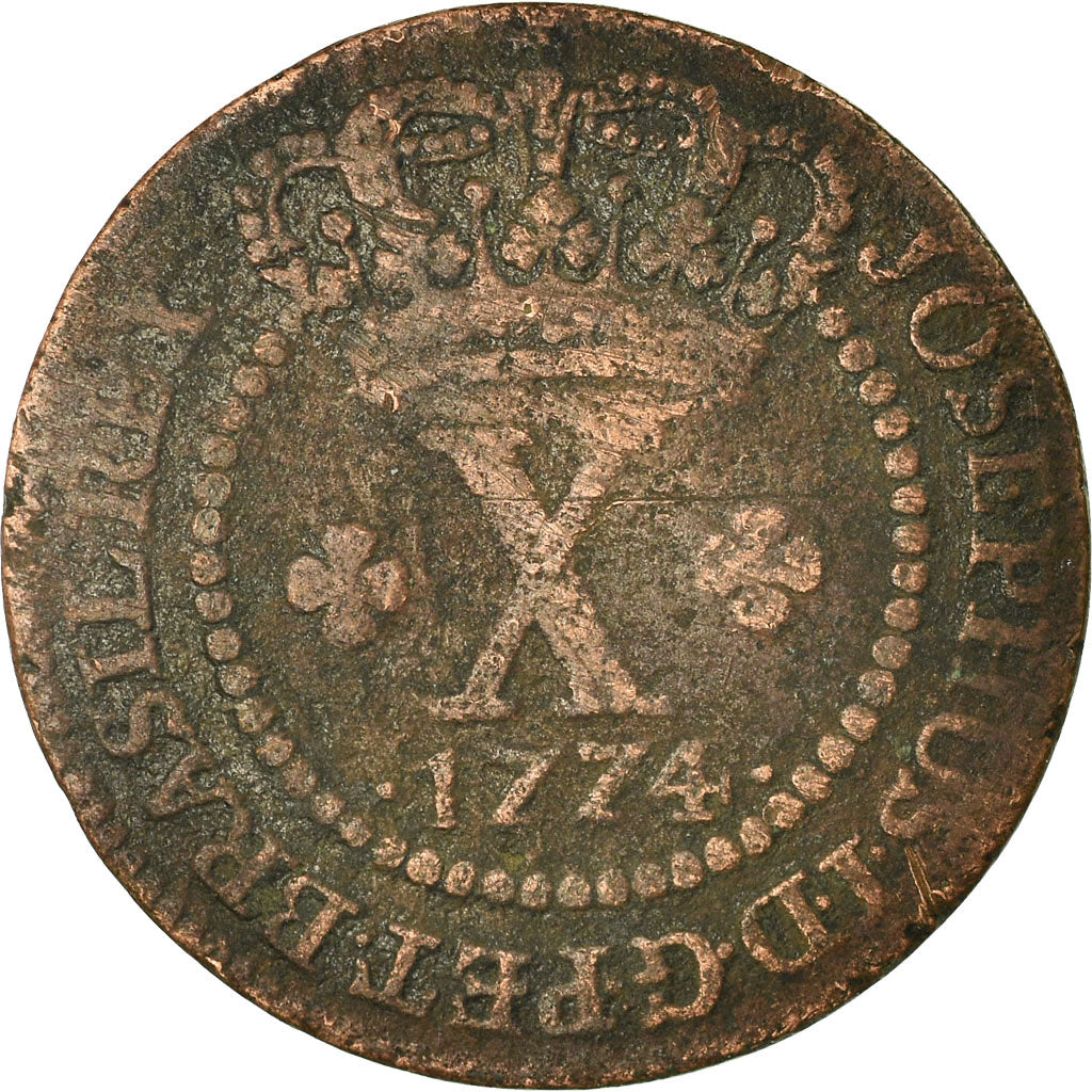 Coin, Brazil, Jose I, 10 Reis, 1774, VF(20-25), Copper, KM:174.2