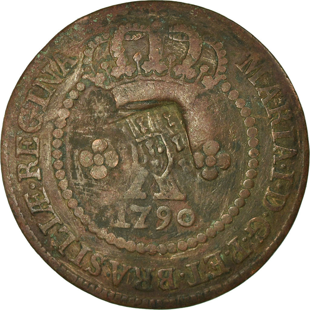 Coin, Brazil, 10 Reis, 1790, EF(40-45), Copper, KM:264.1