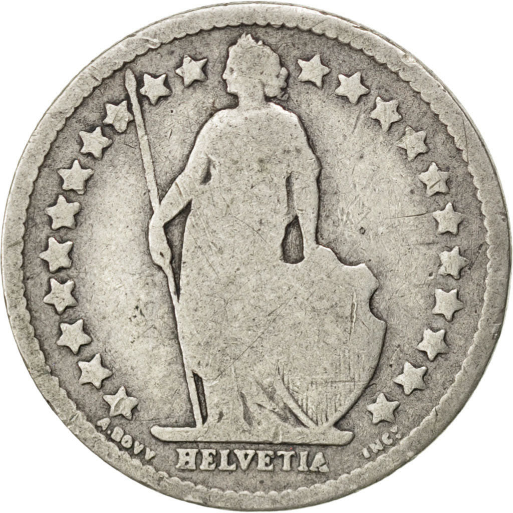 SWITZERLAND, 1/2 Franc, 1879, Bern, KM #23, VF(20-25), Silver, 18.2, 2.31
