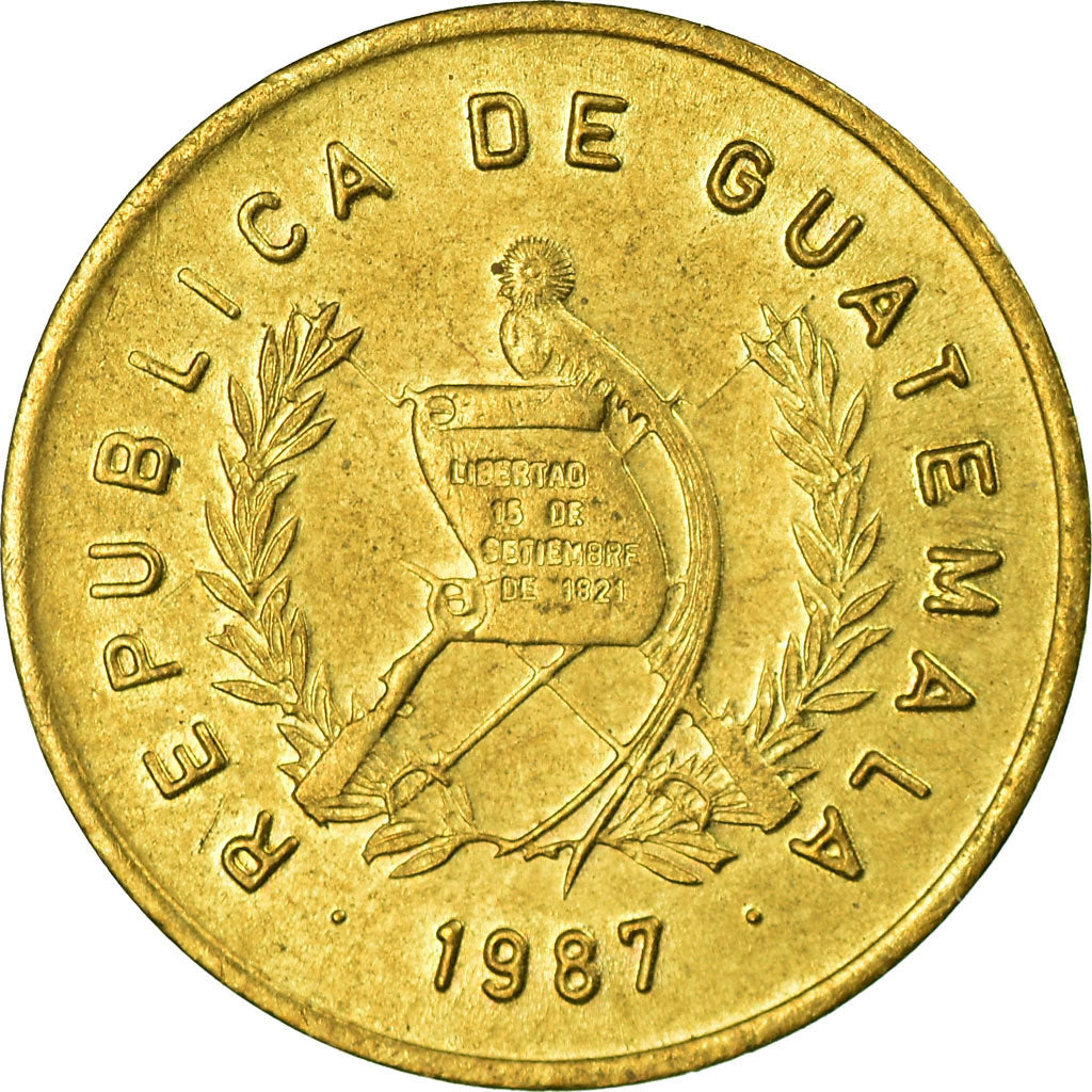 Moneta, Guatemala, Centavo, Un, 1987, BB, Ottone, KM:275.3