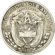 Coin, Panama, 1/10 Balboa, 1953, EF(40-45), Silver, KM:18