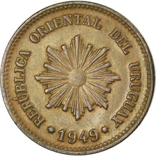 Moneda, Uruguay, 2 Centesimos, 1949, Santiago, EBC, Cobre - hojalata - cinc