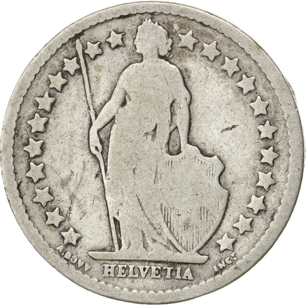 SWITZERLAND, 1/2 Franc, 1881, Bern, KM #23, VF(20-25), Silver, 18.2, 2.36