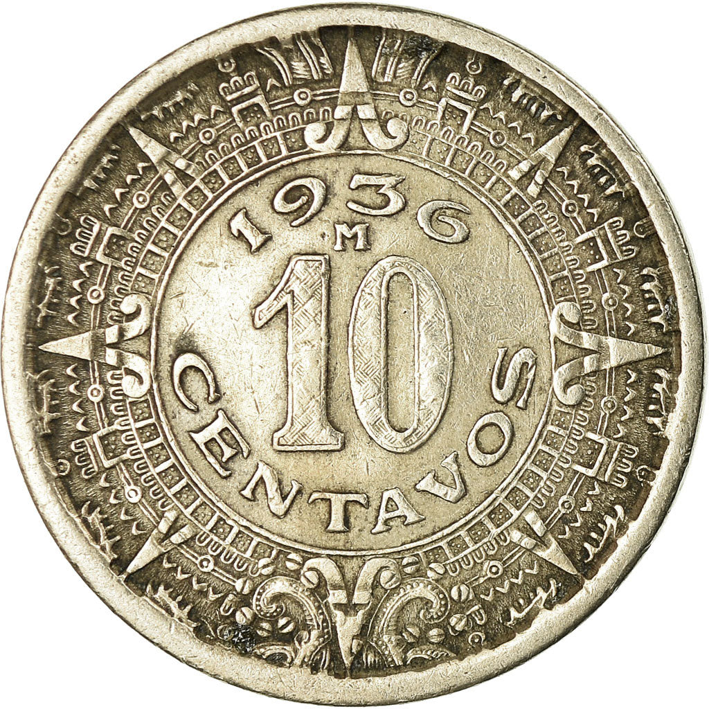 Coin, Mexico, 10 Centavos, 1936, Mexico City, EF(40-45), Copper-nickel, KM:432
