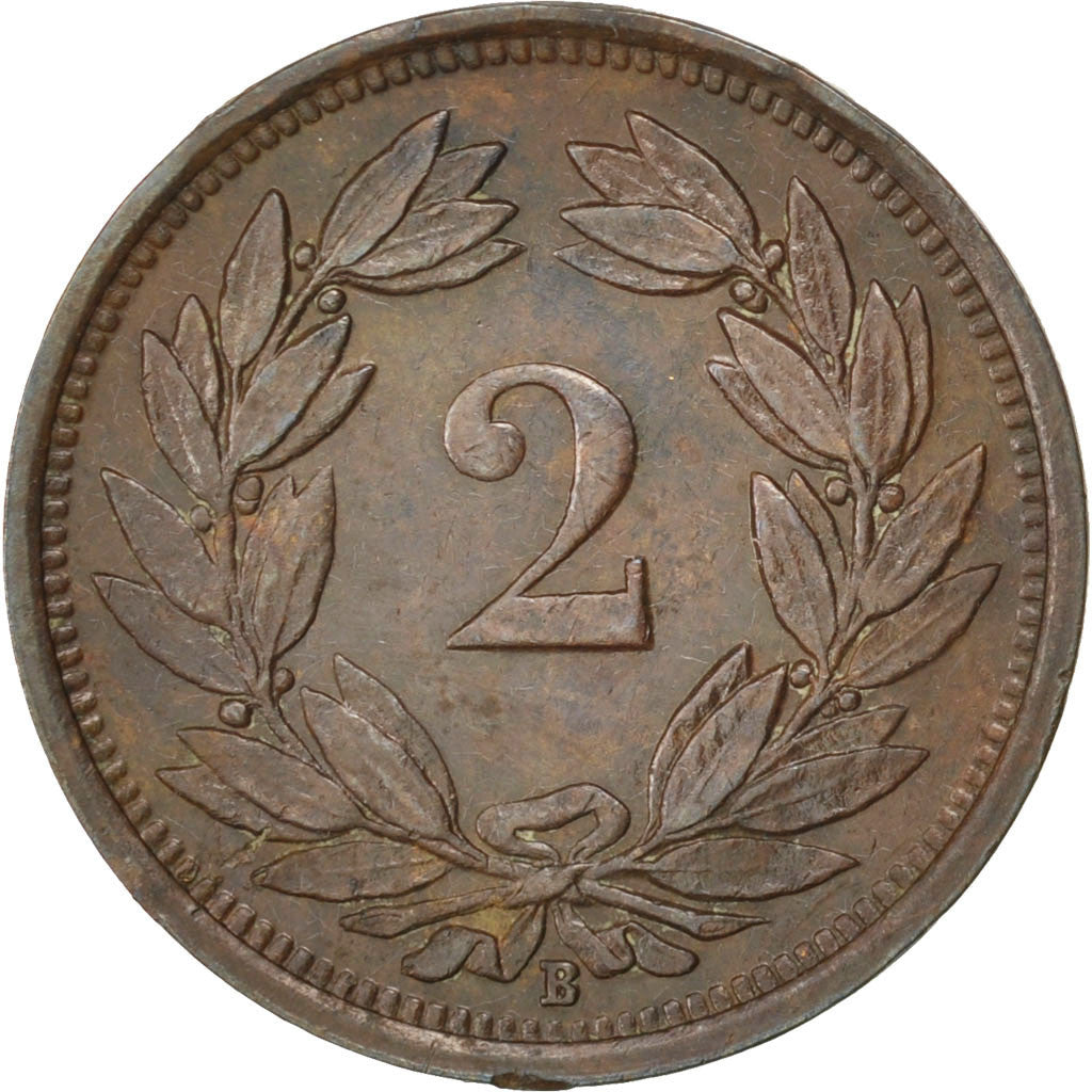 SWITZERLAND, 2 Rappen, 1933, Bern, KM #4.2a, AU(55-58), Bronze, 20, 3.00