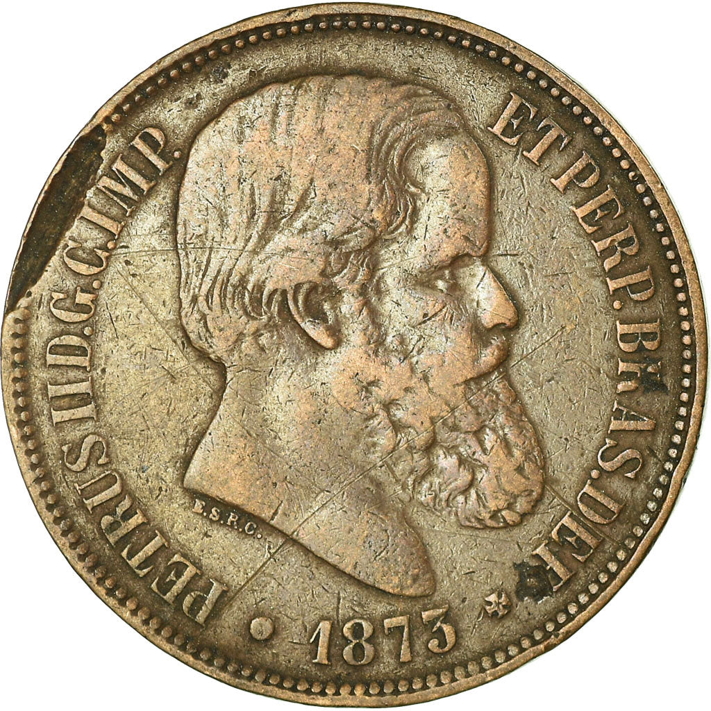 Coin, Brazil, Pedro II, 40 Reis, 1875, VF(20-25), Bronze, KM:479