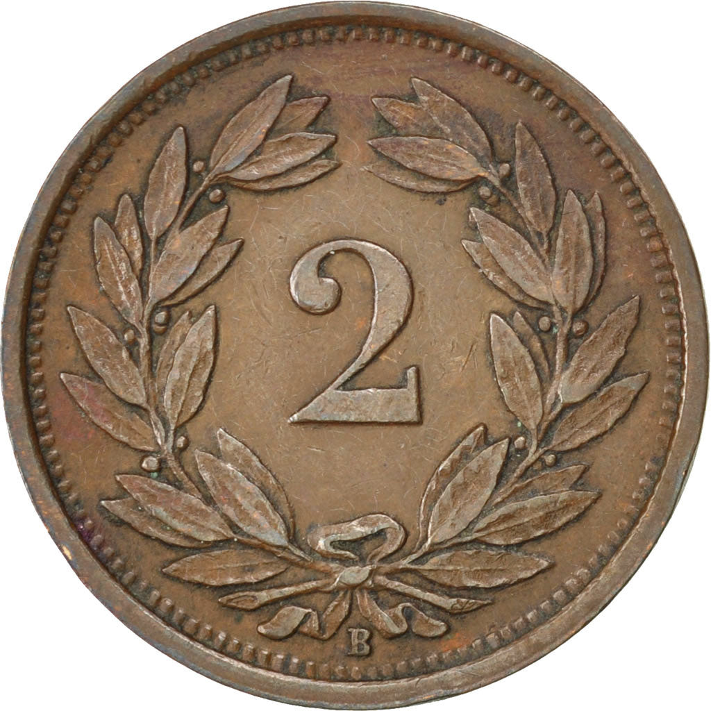 SWITZERLAND, 2 Rappen, 1932, Bern, KM #4.2a, AU(55-58), Bronze, 20, 2.91