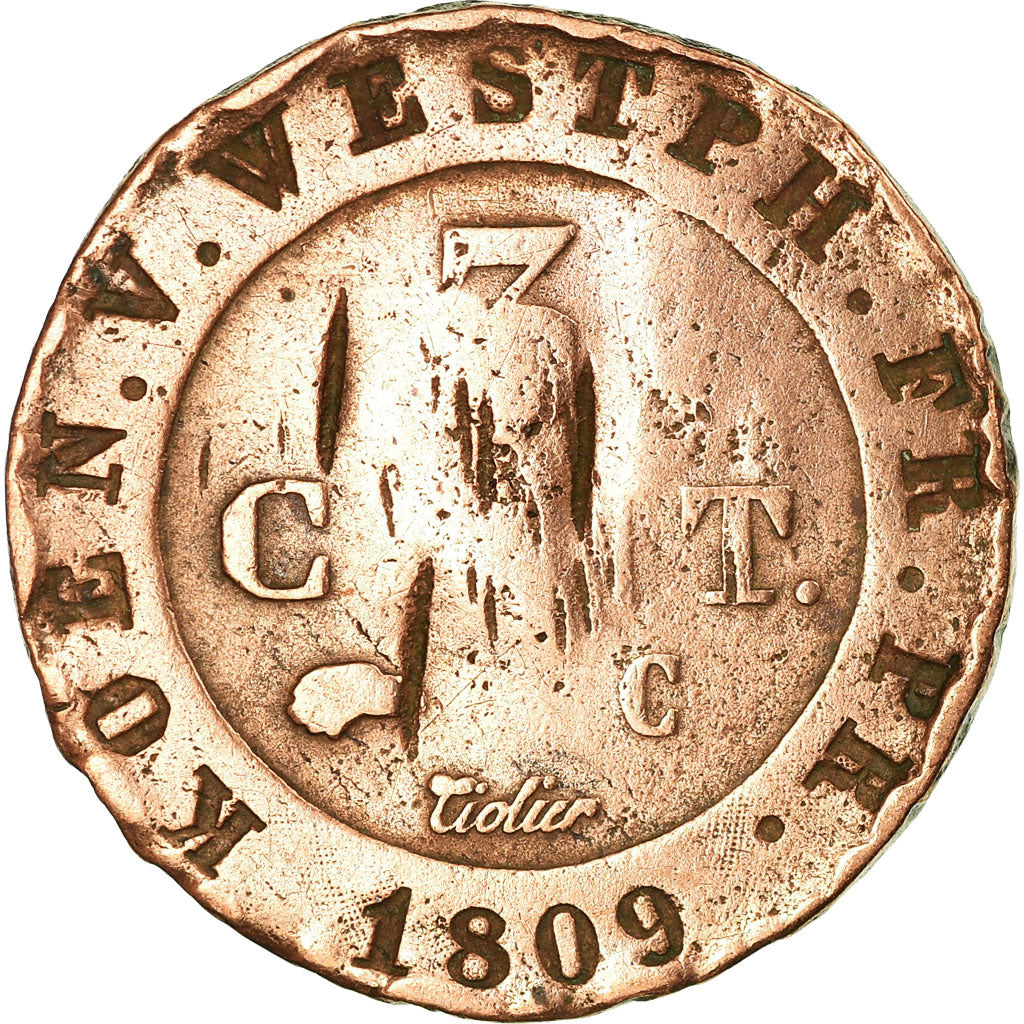 Coin, German States, WESTPHALIA, Jerome, 3 Centimes, 1809, VF(20-25), Copper