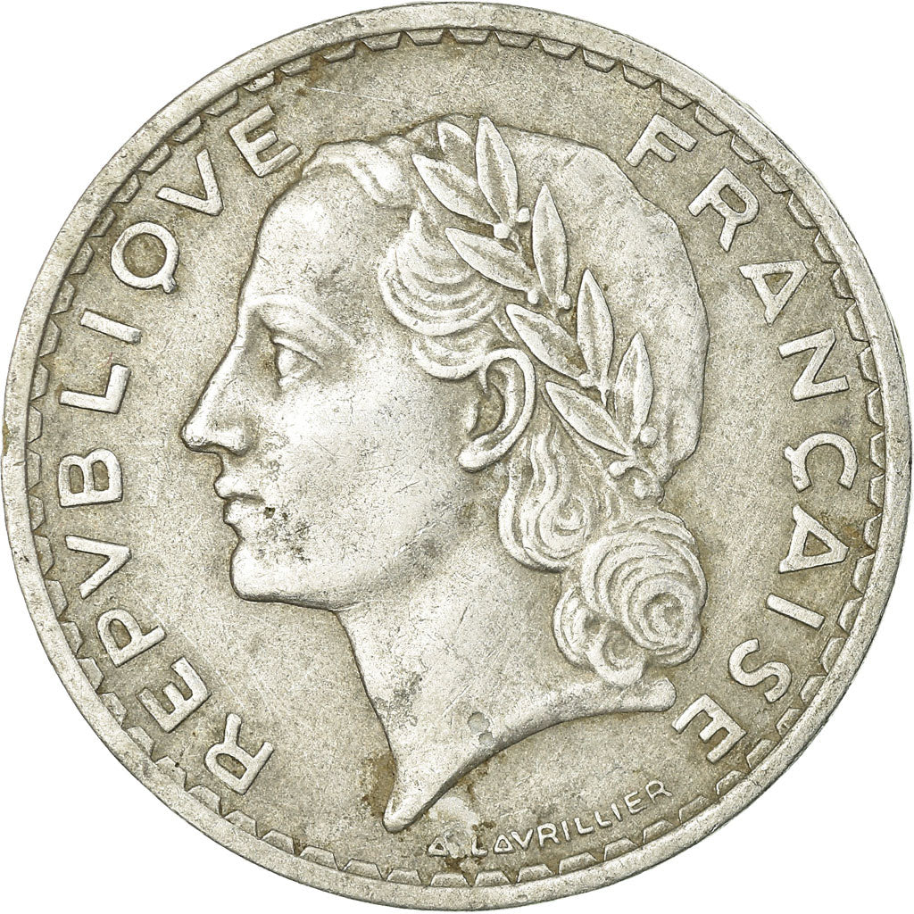 Moneda, Francia, Lavrillier, 5 Francs, 1952, Paris, MBC, Aluminio, KM:888b.1