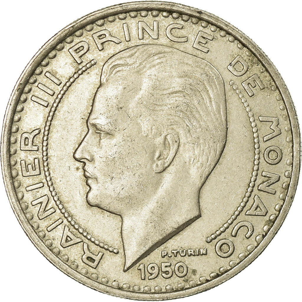 Coin, Monaco, Rainier III, 100 Francs, Cent, 1950, EF(40-45), Copper-nickel