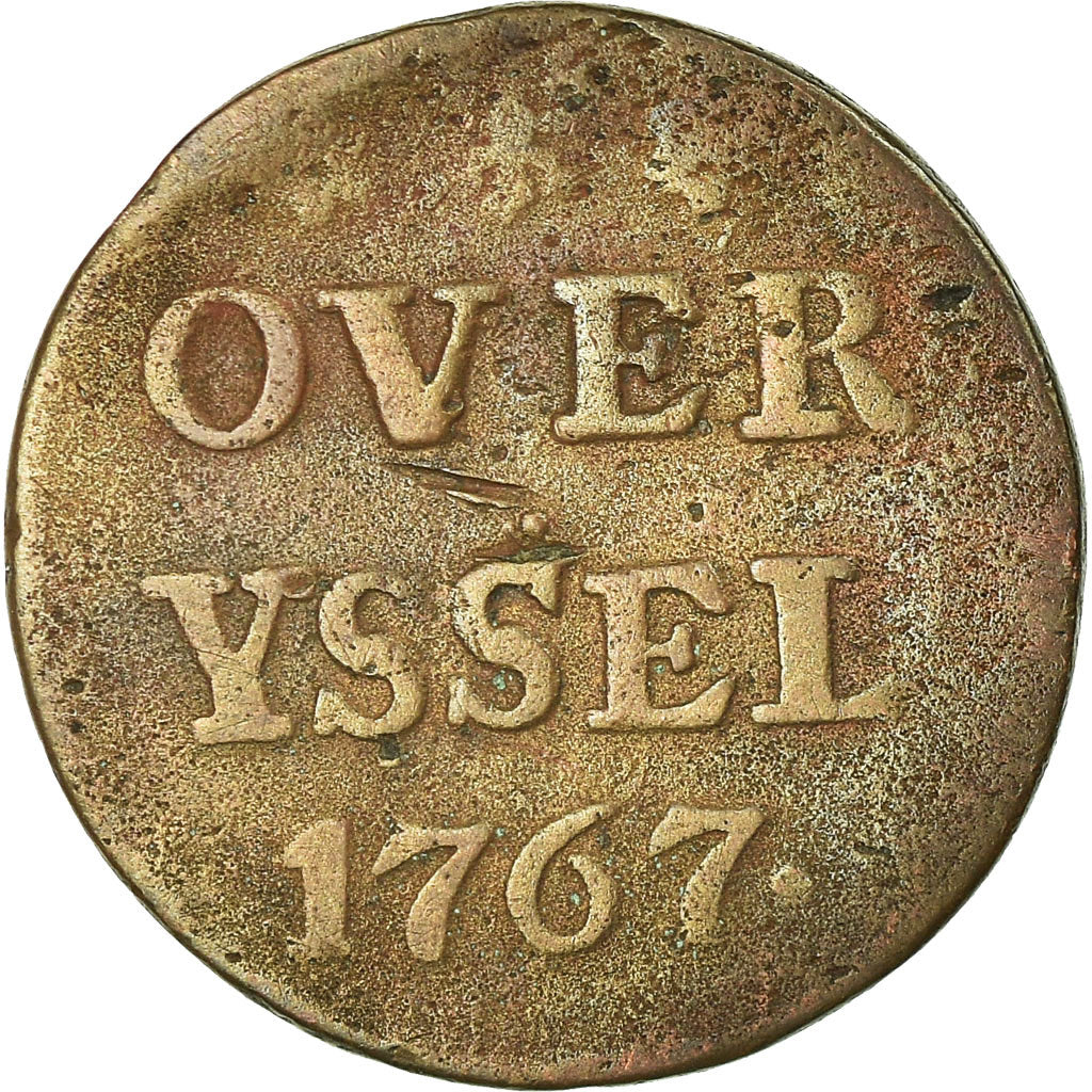 Münze, Niederlande, OVERYSSEL, Duit, 1767, S+, Kupfer, KM:90