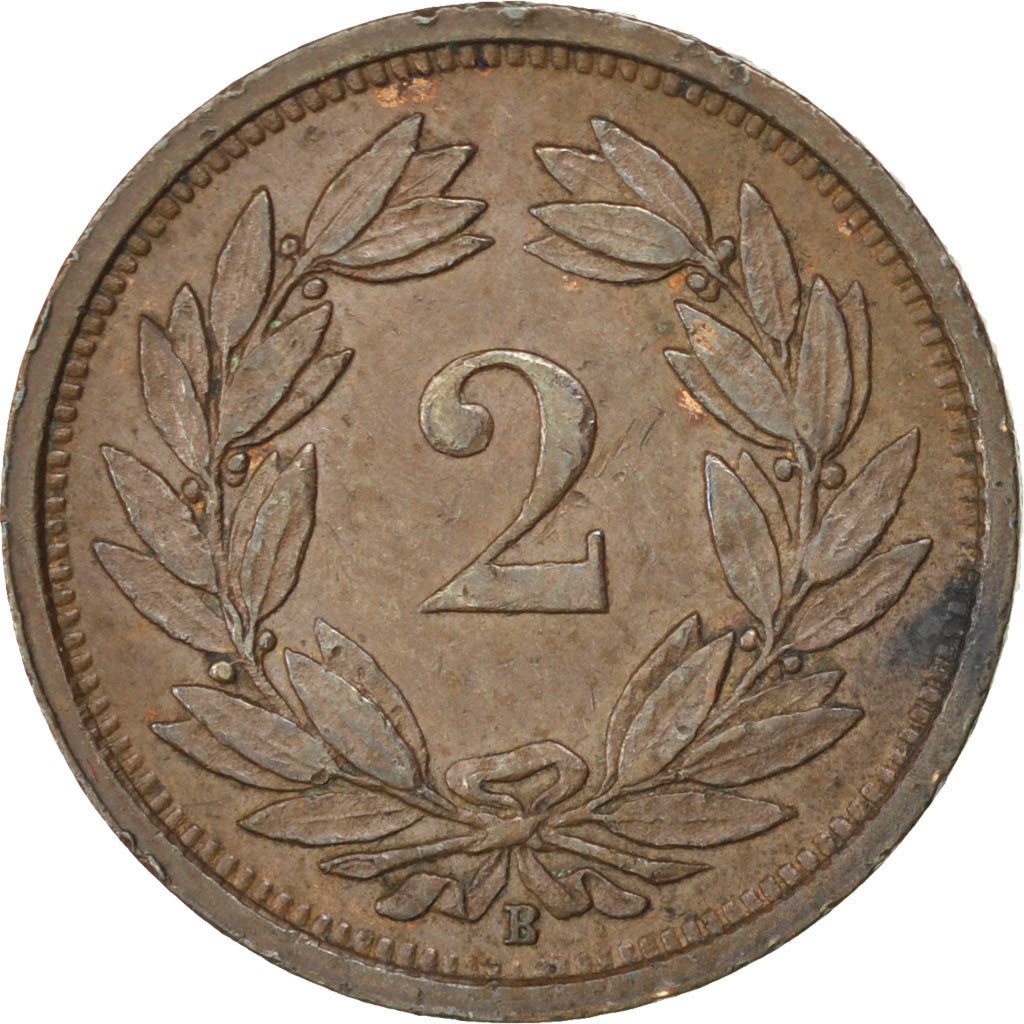 SWITZERLAND, 2 Rappen, 1938, Bern, KM #4.2a, AU(50-53), Bronze, 20, 2.99