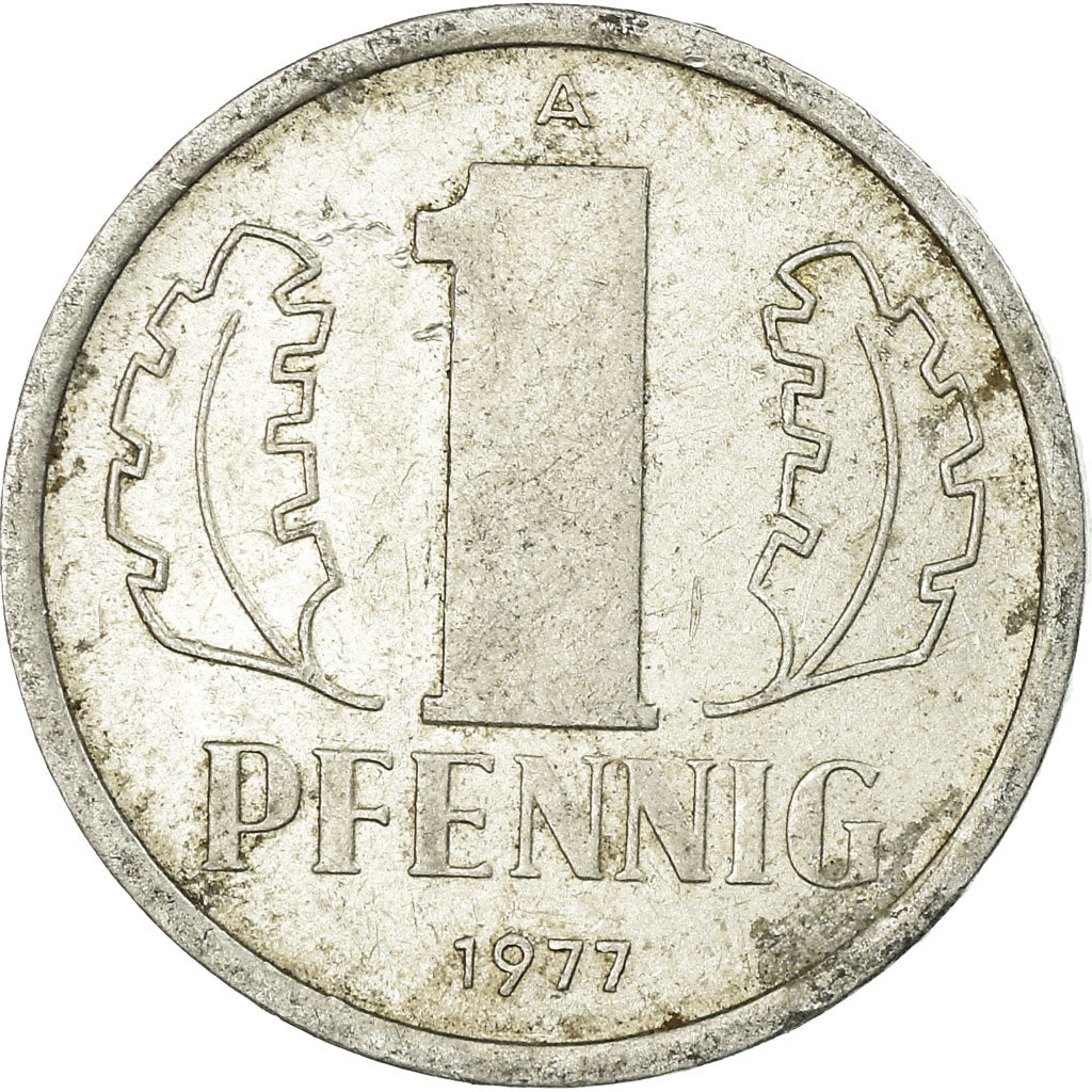 Moneda, REPÚBLICA DEMOCRÁTICA ALEMANA, Pfennig, 1977, Berlin, BC+, Aluminio
