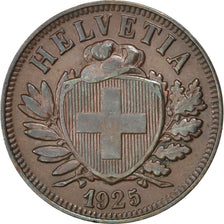 SWITZERLAND, 2 Rappen, 1925, Bern, KM #4.2, AU(55-58), Bronze, 20, 2.48