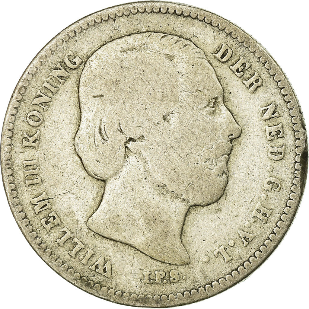 Coin, Netherlands, William III, 25 Cents, 1850, VF(20-25), Silver, KM:81