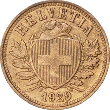 SWITZERLAND, 2 Rappen, 1929, Bern, KM #4.2, AU(55-58), Bronze, 20, 2.48