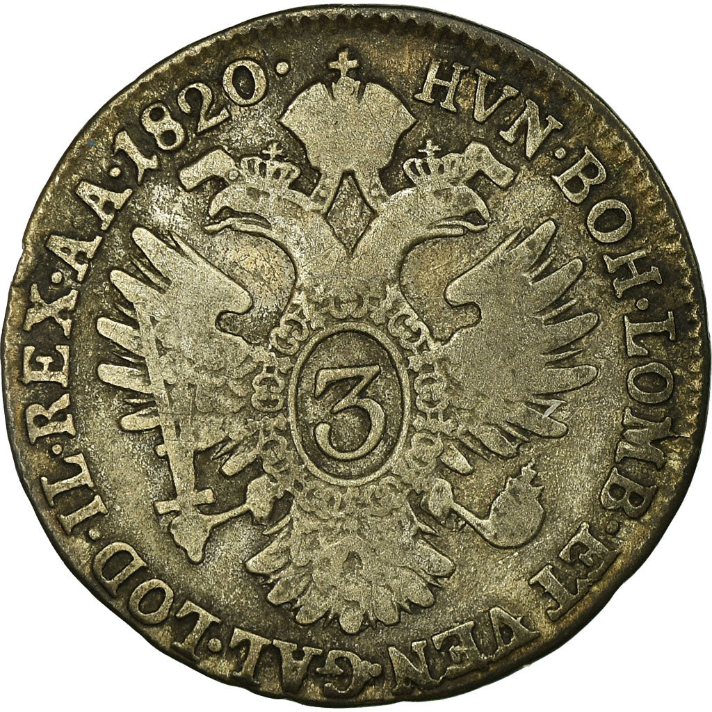 Coin, Austria, Franz II (I), 3 Kreuzer, 1820, VF(20-25), Silver, KM:2118