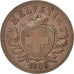 SWITZERLAND, 2 Rappen, 1908, Bern, KM #4.2, AU(55-58), Bronze, 20, 2.43