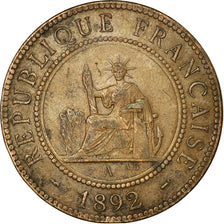 Coin, FRENCH INDO-CHINA, Cent, 1892, Paris, EF(40-45), Bronze, KM:1