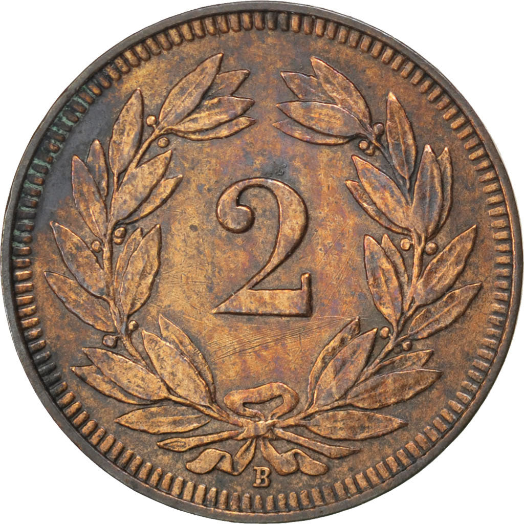 SWITZERLAND, 2 Rappen, 1913, Bern, KM #4.2, EF(40-45), Bronze, 20, 2.43