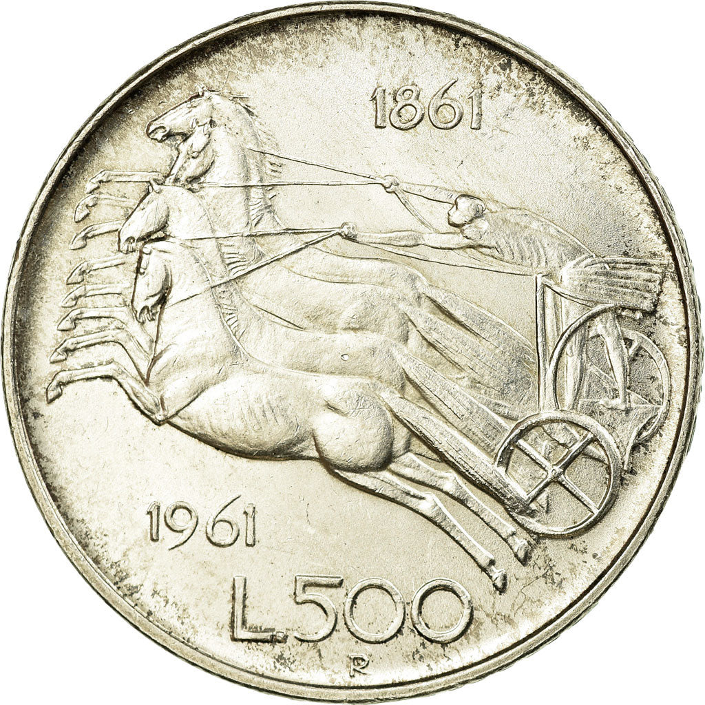 Coin, Italy, 500 Lire, 1961, Rome, AU(55-58), Silver, KM:99
