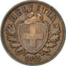 SWITZERLAND, 2 Rappen, 1915, Bern, KM #4.2, AU(55-58), Bronze, 20, 2.50