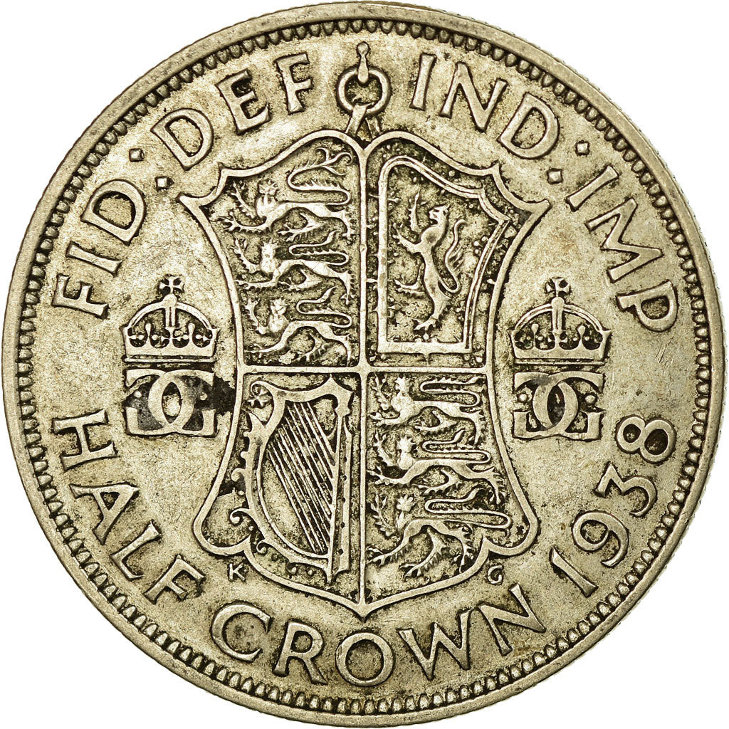 Coin, Great Britain, George VI, 1/2 Crown, 1938, EF(40-45), Silver, KM:856