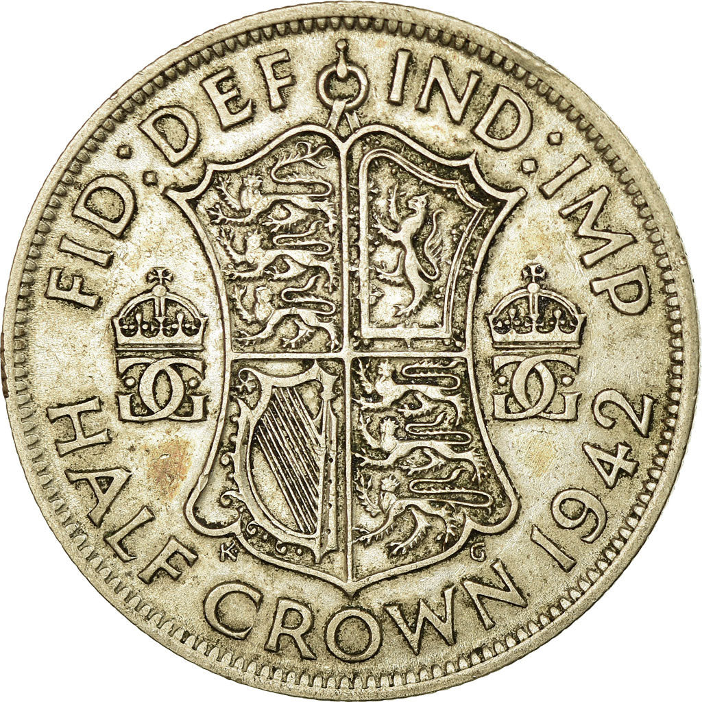 Coin, Great Britain, George VI, 1/2 Crown, 1942, EF(40-45), Silver, KM:856