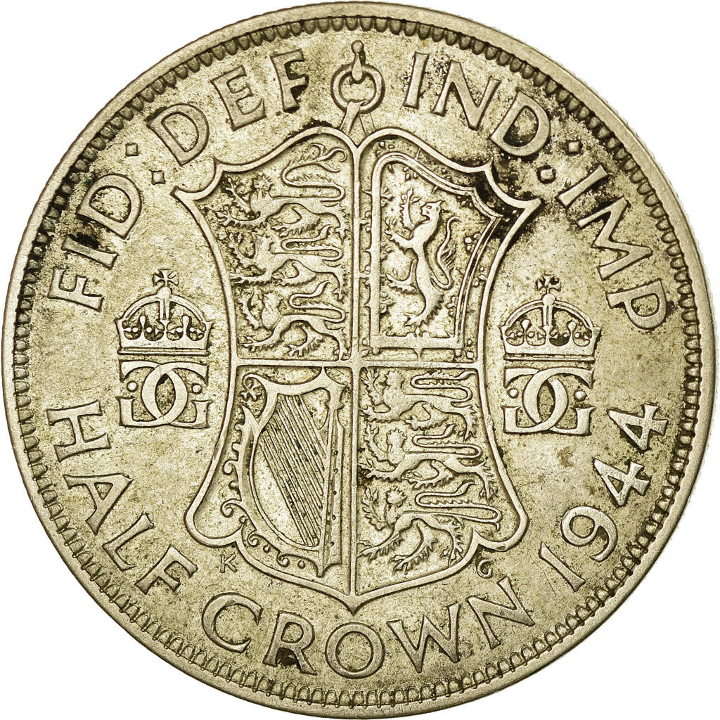 Coin, Great Britain, George VI, 1/2 Crown, 1944, VF(30-35), Silver, KM:856