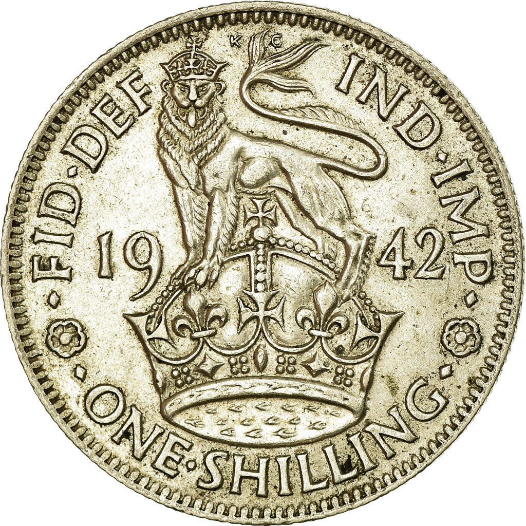 Coin, Great Britain, George VI, Shilling, 1942, AU(55-58), Silver, KM:853