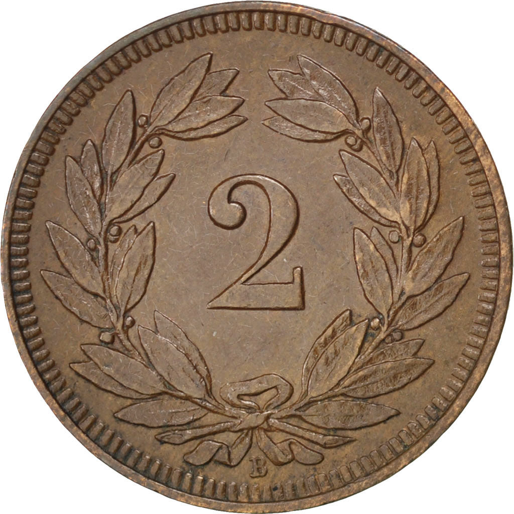 SWITZERLAND, 2 Rappen, 1918, Bern, KM #4.2, AU(50-53), Bronze, 20, 2.47