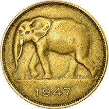 Moneda, Congo belga, 5 Francs, 1947, MBC, Latón, KM:29